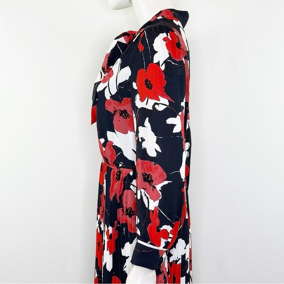 J. Crew Navy Poppy Floral A-Line Pleated Dress Size 6 Formal Party Modest - Picture 4 of 8